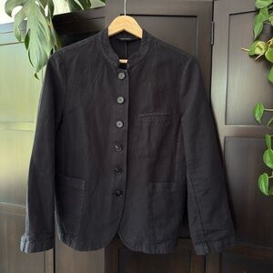 Toast Linen Black Button-Front Jacket